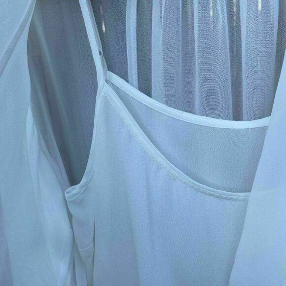 All saints women’s ivory sheer twisted cross over long sleeves minimalist top M - Picture 4 of 15